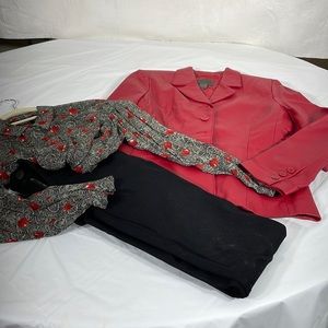 Red Leather Blazer new without tags John Paul Richard 100% Leather